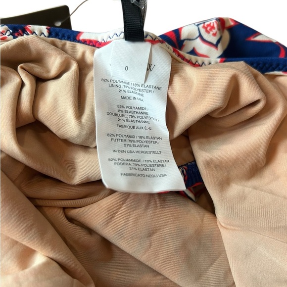 J. Crew One Piece Swim Suit Adjustable Straps Floral Red White Blue Sz 0 NEW - Picture 3 of 4